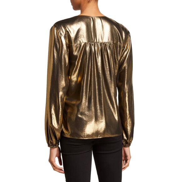 Ramy Brook Alijah Metallic Tie Front Blouse Size XS - Picture 2 of 10